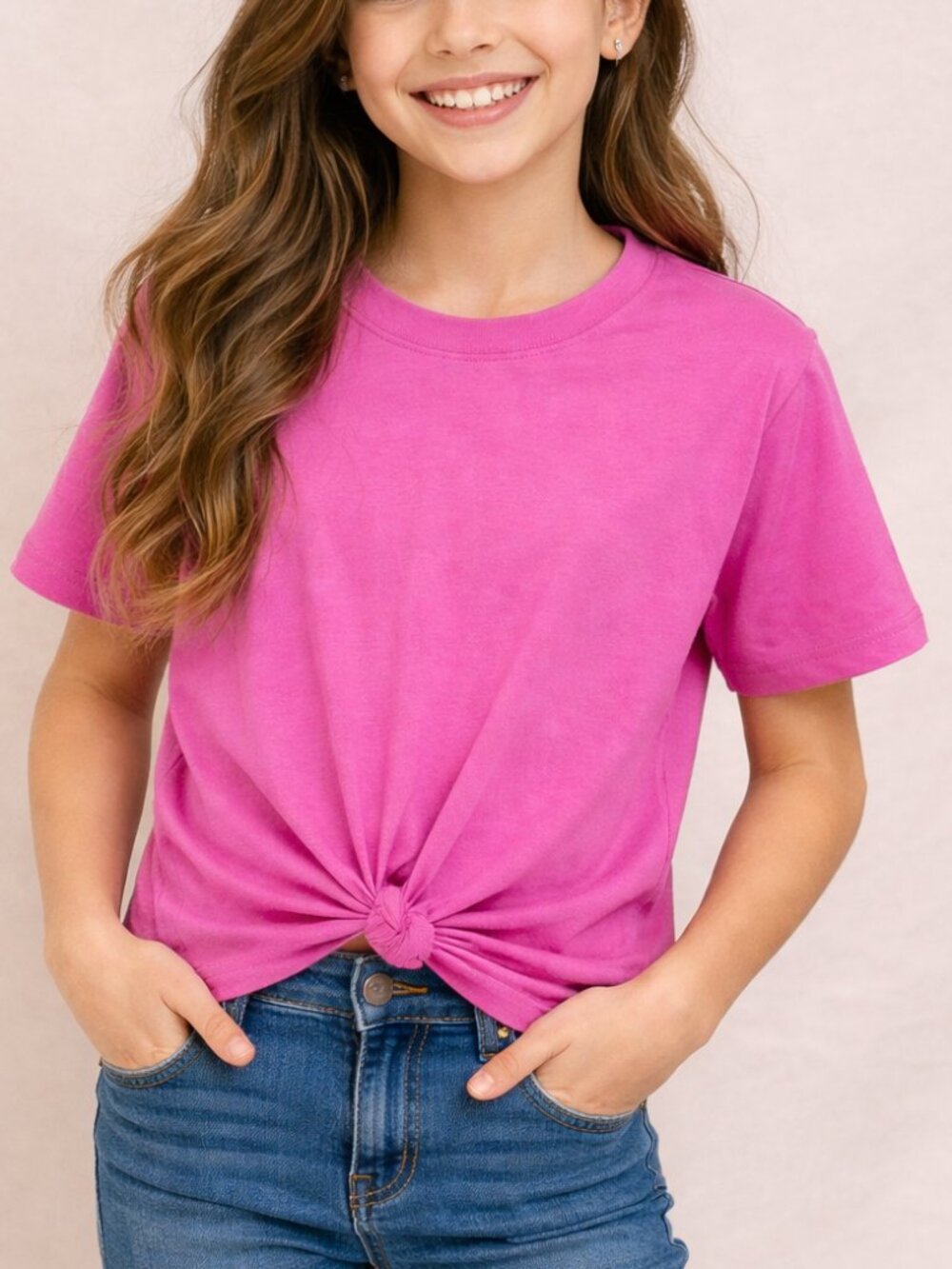 GAP Girls Bright Pink Knot-Front Short Sleeve Tee